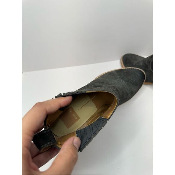 Dolce Vita Western Boots Size 8 Womens Gray Leather Suede Pull On Ankle Booties - Picture 9 of 12